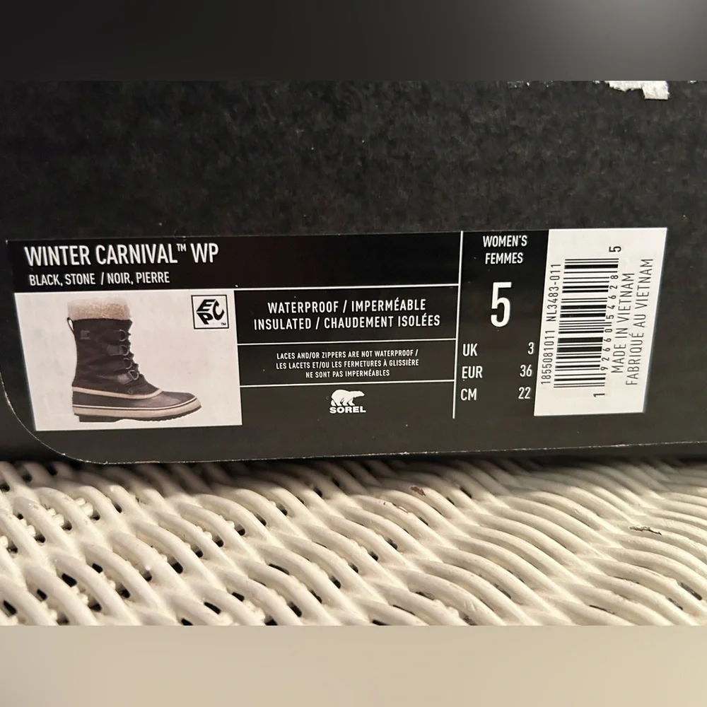 NWT Sorel Winter Carnival WP Boots Black Womens - Picture 6 of 6